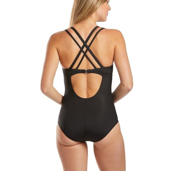 Nike Texture Stripe Double Crossback One Piece Swimsuit Size Large NWOT - Picture 4 of 12